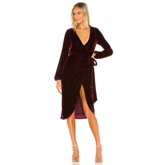 Lovers + Friends Adrianne Midi Dress in Wine Red - Picture 1 of 8